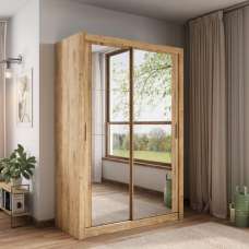 Ames Mirrored Wardrobe With 2 Sliding Doors In Oak Shetland - UK