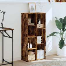 Ames Wooden Bookcase With 7 Compartment In Smoked Oak - UK