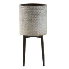 Amherst Large Metal Planter In Distressed And Whitewash - UK