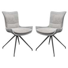 Amherst Light Grey Fabric Dining Chairs In Pair - UK