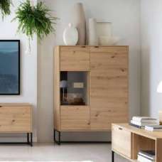 Amherst Wooden Display Cabinet Small With 2 Doors In Artisan Oak - UK
