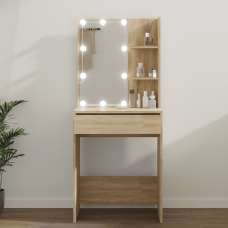 Amherst Wooden Dressing Table In Sonoma Oak With LED Lights - UK