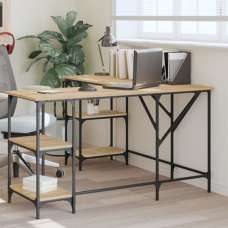 Ampthill Wooden Laptop Desk Corner In Sonoma Oak - UK