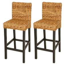 Anais Outdoor Dark Brown Wooden Bar Chairs In A Pair - UK