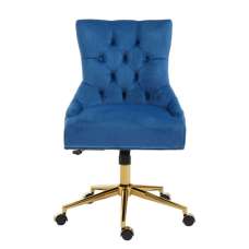 Anatolia Velvet Home And Office Chair In Blue - UK