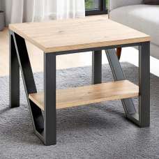 Andover Wooden End Table In Oak And Black - UK