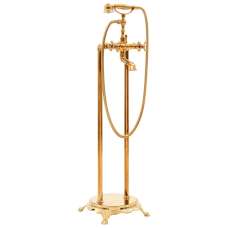 Angers Freestanding Bath Shower Mixer Tap With Shower Kit - Gold - UK