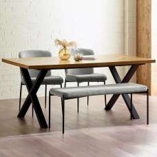 Angers Oak Wooden Dining Table With 2 Luling Grey Chairs And 1 Bench - UK