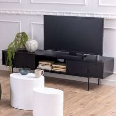 Angus Wooden TV Stand With 2 Sliding Doors In Black - UK