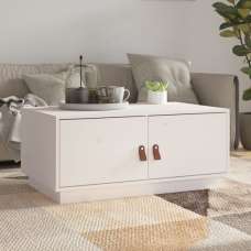 Anicet Pinewood Coffee Table With 2 Doors In White - UK