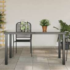 Ankeny Medium Glass Top Garden Dining Table In Black - UK