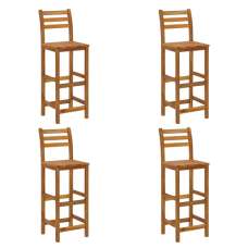 Annalee Set Of 4 Wooden Bar Chairs In Brown - UK
