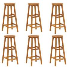 Annalee Set Of 6 Wooden Bar Stools In Brown - UK