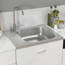 Annapolis Quartz and Resin 1.0 Bowl Kitchen Sink With Waste Kit 600mm L x 500mm W - Silver - UK