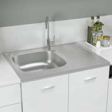 Annapolis Stainless Steel 1.0 Bowl Kitchen Sink With Waste Kit 800mm L x 600mm W - Silver - UK