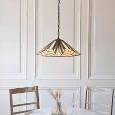Anqing Tiffany Glass Pendant Ceiling Light In Satin Black - UK