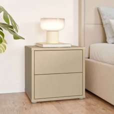Ansley Wooden Bedside Cabinet with 2 Drawers in Butter Yellow - UK