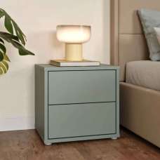 Ansley Wooden Bedside Cabinet with 2 Drawers in Sage Green - UK