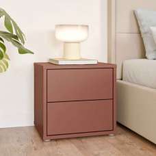 Ansley Wooden Bedside Cabinet with 2 Drawers in Terracotta - UK