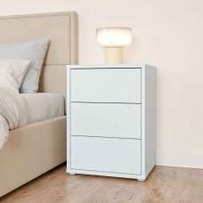 Ansley Wooden Bedside Cabinet with 3 Drawers in Light Grey - UK