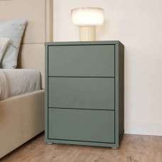 Ansley Wooden Bedside Cabinet with 3 Drawers in Sage Green - UK