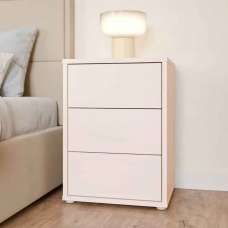 Ansley Wooden Bedside Cabinet with 3 Drawers in Sand - UK