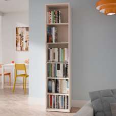 Ansley Wooden Bookcase with 5 Shelves in Soft Neutral - UK