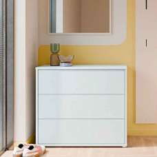 Ansley Wooden Chest of 3 Drawers in Light Grey - UK