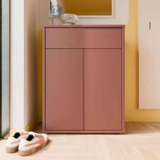 Ansley Wooden Compact Shoe Storage Cabinet with 2 Doors and 1 Drawer in Terracotta - UK