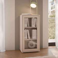 Ansley Wooden Display Cabinet with 1 Glass Door in Sand - UK