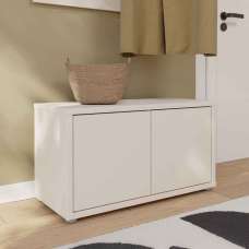 Ansley Wooden Hallway Seating Bench with 2 Doors in Sand - UK