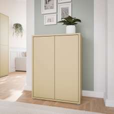 Ansley Wooden Shoe Storage Cabinet with 2 Doors in Butter Yellow - UK