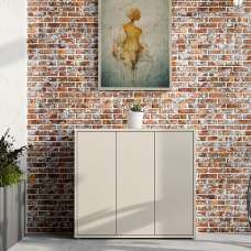 Ansley Wooden Shoe Storage Cabinet with 3 Doors in Sand - UK
