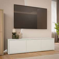 Ansley Wooden Wall Mounted TV Stand with 3 Doors in Light Grey - UK