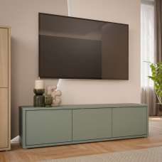 Ansley Wooden Wall Mounted TV Stand with 3 Doors in Sage Green - UK