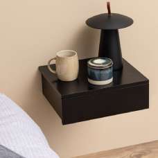 Antigo Wall Hung Wooden Bedside Cabinet With 1 Drawer In Black - UK