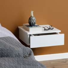 Antigo Wall Hung Wooden Bedside Cabinet With 1 Drawer In White - UK