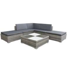 Antioch Rattan Garden Lounger Set With Coffee Table In Grey - UK