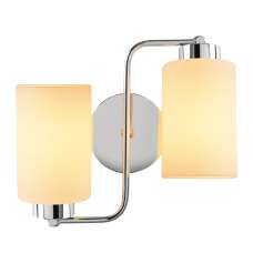 Balcova Metal Bedroom Double Wall Light in Silver - UK