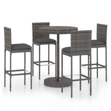 Anya Large Poly Rattan Bar Table With 4 Audriana Chairs In Grey - UK