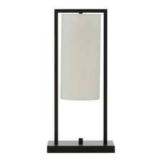Anzio White Linen Shade Table Lamp With Black Metal Frame - UK