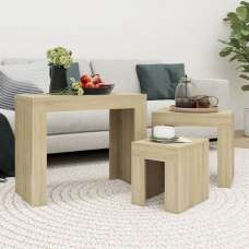 Aolani Wooden Nest Of 3 Tables In Sonoma Oak - UK