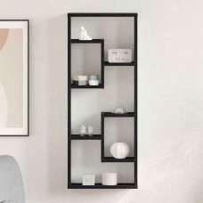 Aponka 36cm Wooden Wall Shelving Unit With 6 Shelves - Black Oak - UK