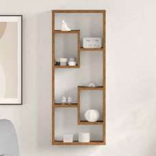 Aponka 36cm Wooden Wall Shelving Unit With 6 Shelves - Brown - UK