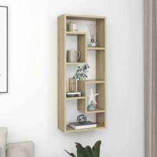 Aponka 36cm Wooden Wall Shelving Unit With 6 Shelves - Sonoma Oak - UK