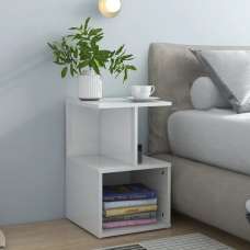Aponka High Gloss Bedside Cabinet With 1 Self - White - UK