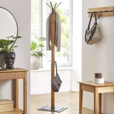 Apopka Wooden Coat Stand In Oak And Black - UK