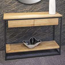 Apopka Wooden Console Table With 2 Drawers In Oak And Black - UK