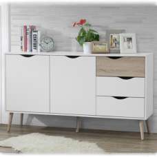 Appleton Wooden Sideboard Large In White And Oak Effect - UK