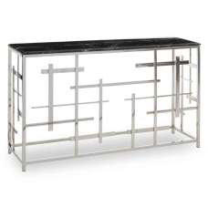 Aralia Marble Console Table With Metal Frame - Black - UK